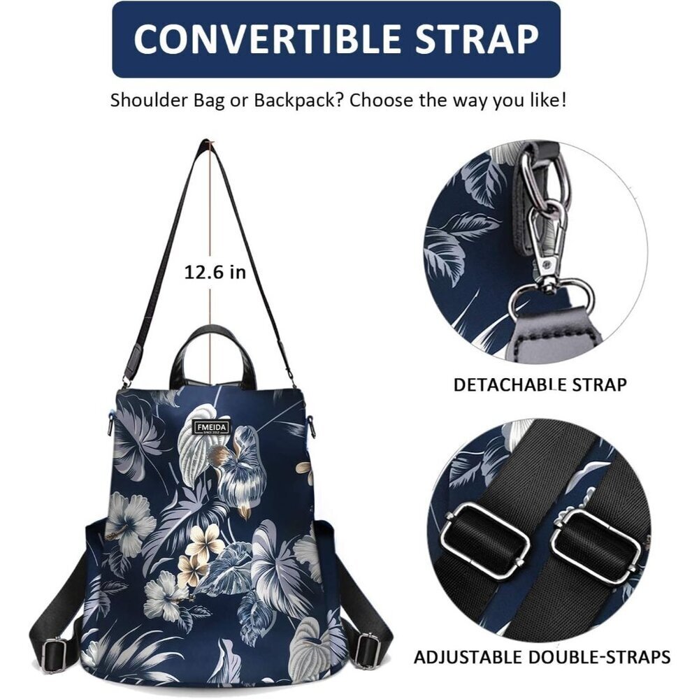 Lightweight Hawaii Flower Backpack Purse with Anti-Theft Design - 13" x 5.9" - Picture 7 of 7
